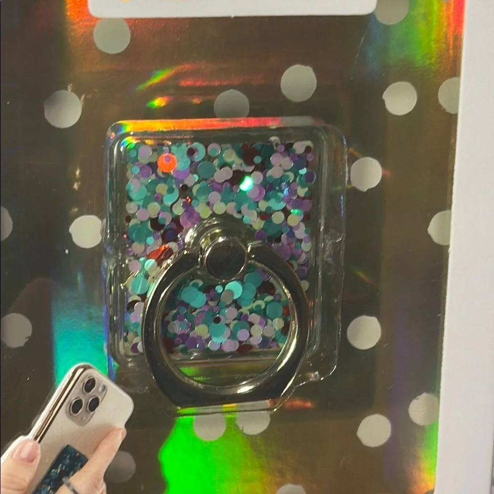 Dabney Lee Confetti Glitter Ring Phone Holder Fits Most Phones Wash & Reuse Kick